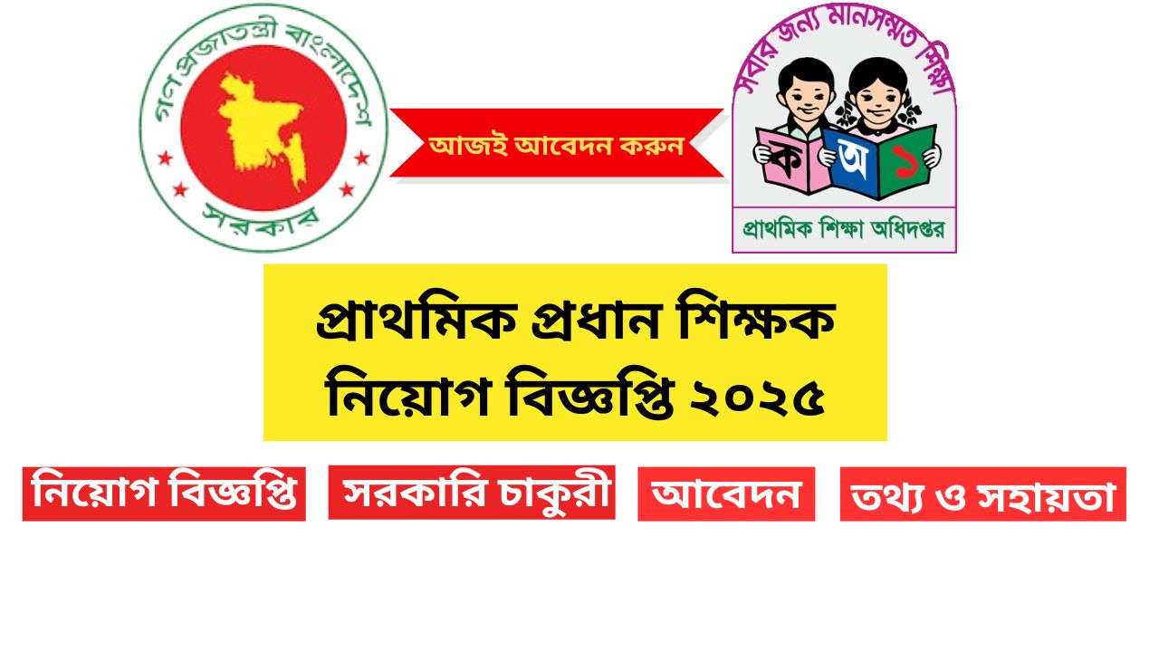 প্রাথমিক প্রধান শিক্ষক নিয়োগ বিজ্ঞপ্তি ২০২৫